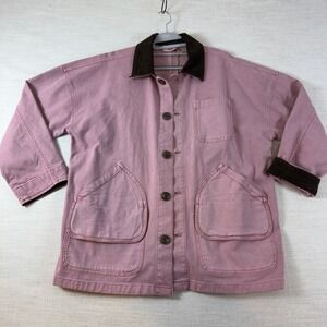 Faherty Brand Pink Cotton Canvas Chore Coat Jacket with Corduroy Trim NWT